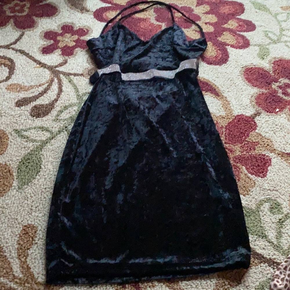 Black suede mini dress